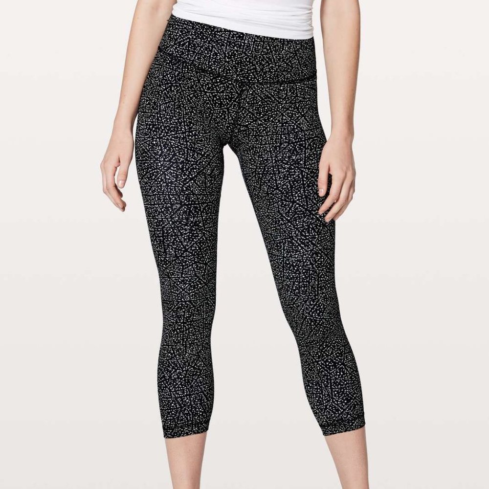 Lululemon Leggings Pace Rival Crop Black Print